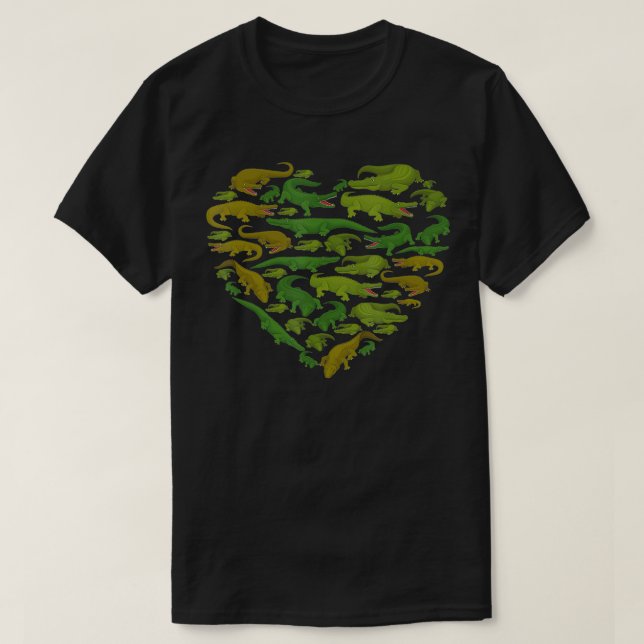 Alligator Crocodile Gator animal lover heart men w T Shirt (Design framsida)