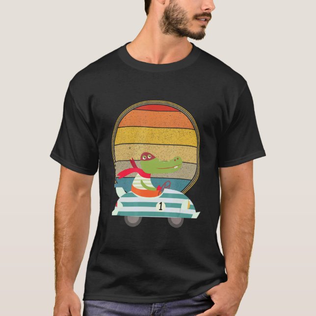 Alligator Crocodile In Car Fun Animal T Shirt (Framsida)