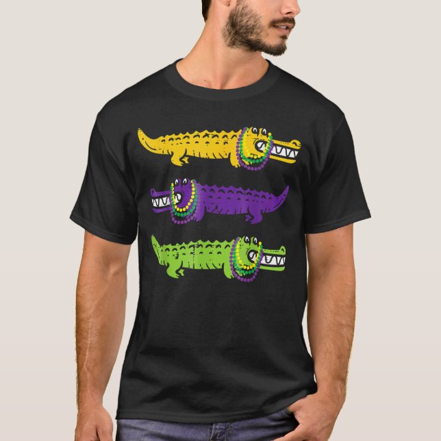 Alligator Crocodiles Louisiana Mardi Gras Party Bo T Shirt (Framsida)