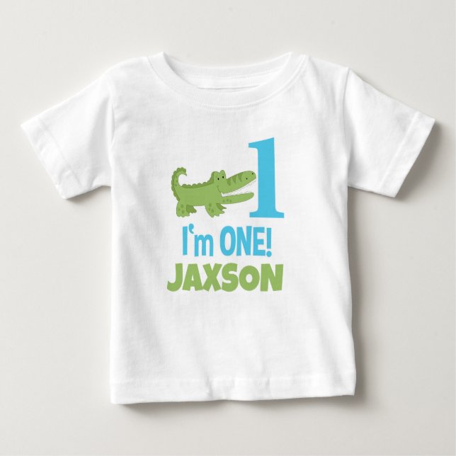 Alligator Crokodile jag är en första födelsedag T Shirt (Framsida)