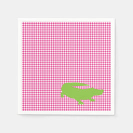 Alligator Crokodile Rosa Grönt Preppy Roligt Pappersservett