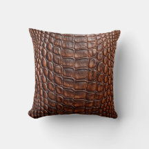 Alligator Crokodile Skin Faux Brown Leather