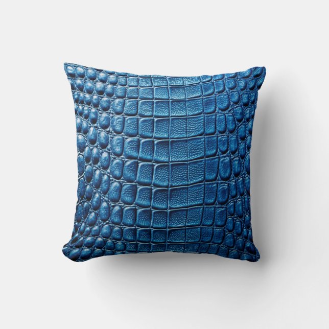 Alligator Crokodile Skin Faux Navy Blue Leather Kudde (Framsida)
