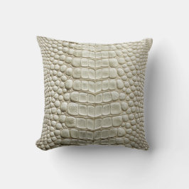 Alligator Crokodile Skin Faux Pearl White Leather Kudde