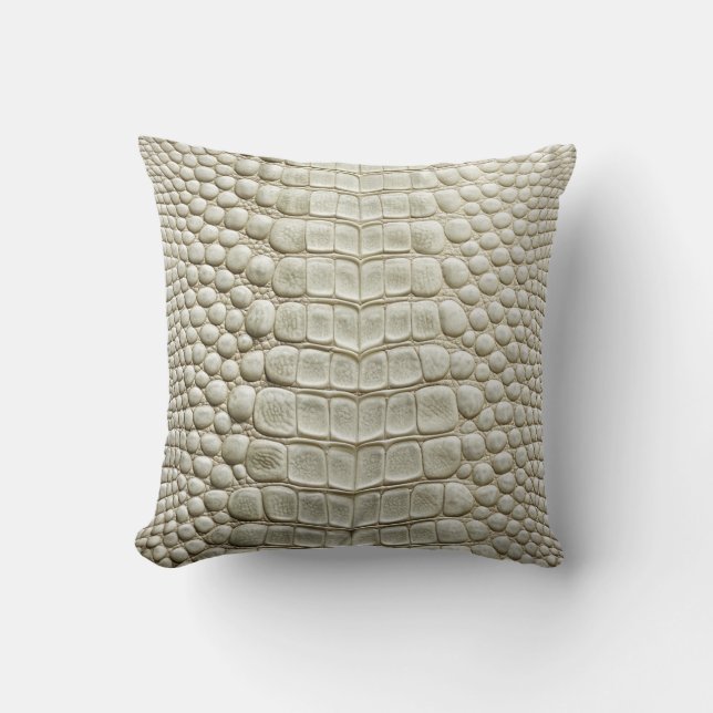 Alligator Crokodile Skin Faux Pearl White Leather Kudde (Framsida)