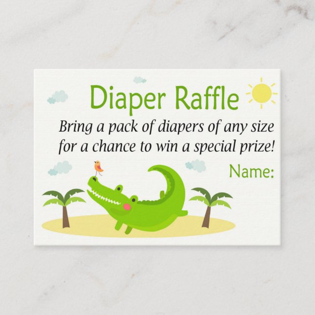 Alligator Diaper Raffle Biljett (Framsida)