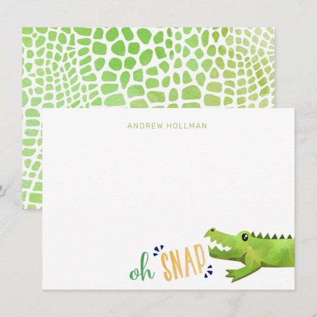 Alligator eller Crokodile Tackkort Stationery Inbjudningar (Fram/baksida)