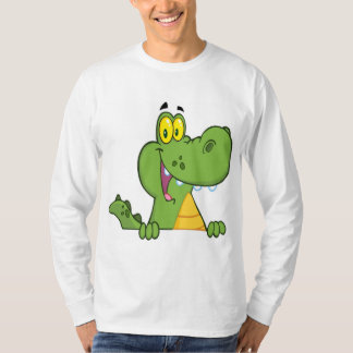 Alligator eller krokodil över en underteckna tee shirt