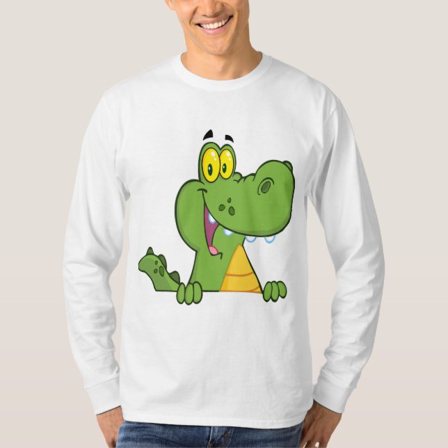 Alligator eller krokodil över en underteckna tee shirt (Framsida)