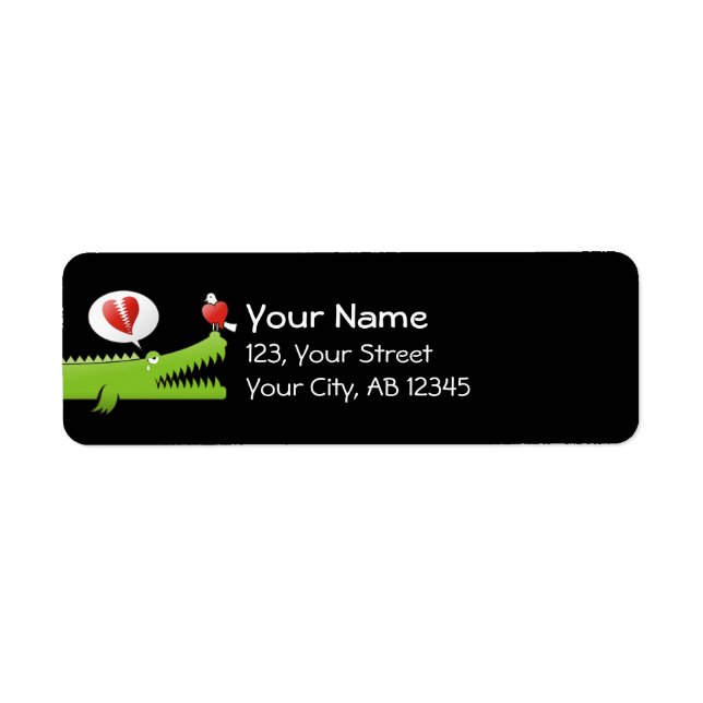 Alligator-etikett i Kärlek Returadress Etikett (Framsidan)