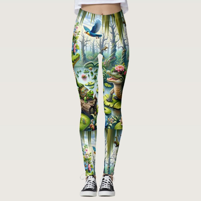 Alligator Fantasy Swamp Thunder_Cove Leggings (Framsida)