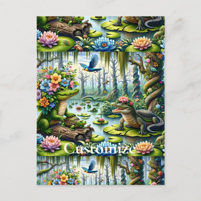 Alligator Fantasy Swamp Thunder_Cove Vykort (Framsida)