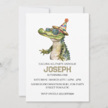 Alligator-fest-inbjudan Inviterar till poolparty