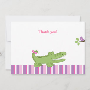 Alligator Flat Tackkort - Rosa/Grönt Anteckningskort