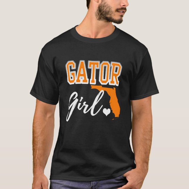 Alligator Flicka Florida Hjärtformad Kartformad So T Shirt (Framsida)