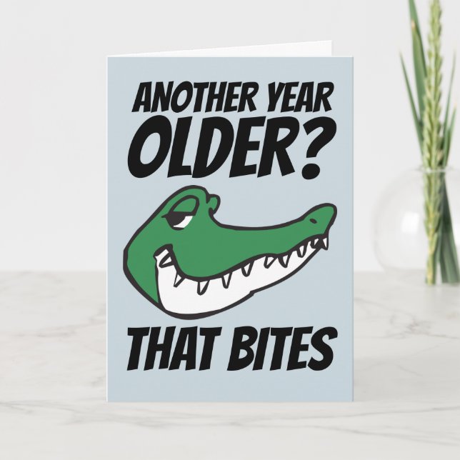 ALLIGATOR FUNNY BIRTHDAY BITAS CARDS KORT (Framsida)