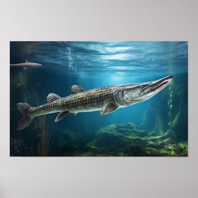 Alligator gar fish simning Fish Print Poster (Framsidan)