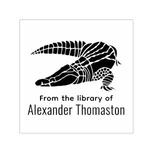 Alligator Gator Från Biblioteket Ex Libris  Självfärgande Stämpel