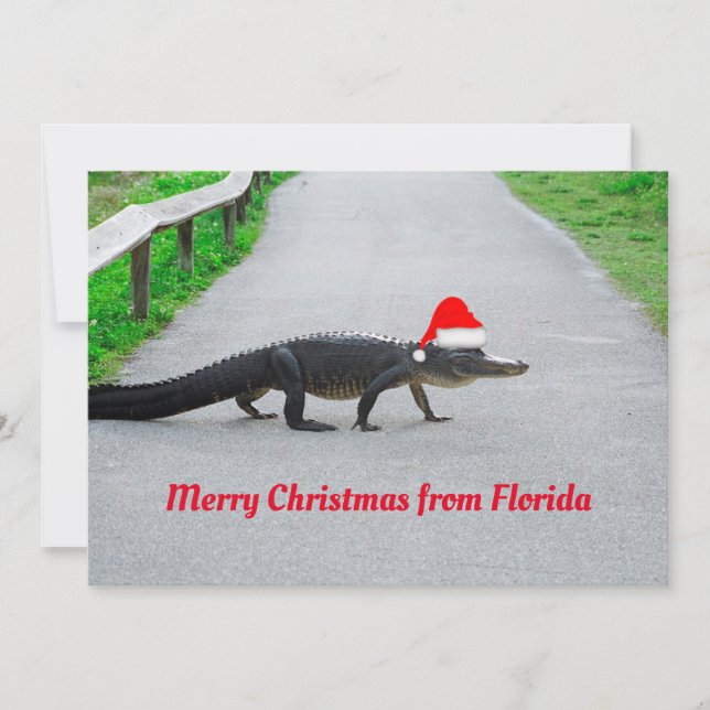 Alligator God jul från Florida roligt Kort (Framsida)