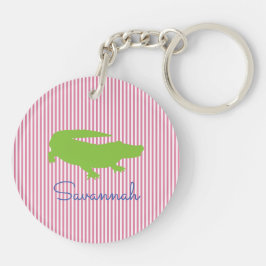 Alligator Grönt Rosa Preppy Personlig Namn