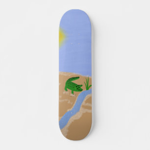 Alligator Grönt Whimsical Tecknad Art Old School Skateboard Bräda 21,6 Cm