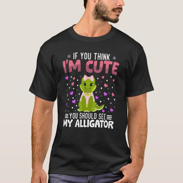 Alligator Heart Valentine's Day Animal For Womens  T Shirt (Framsida)