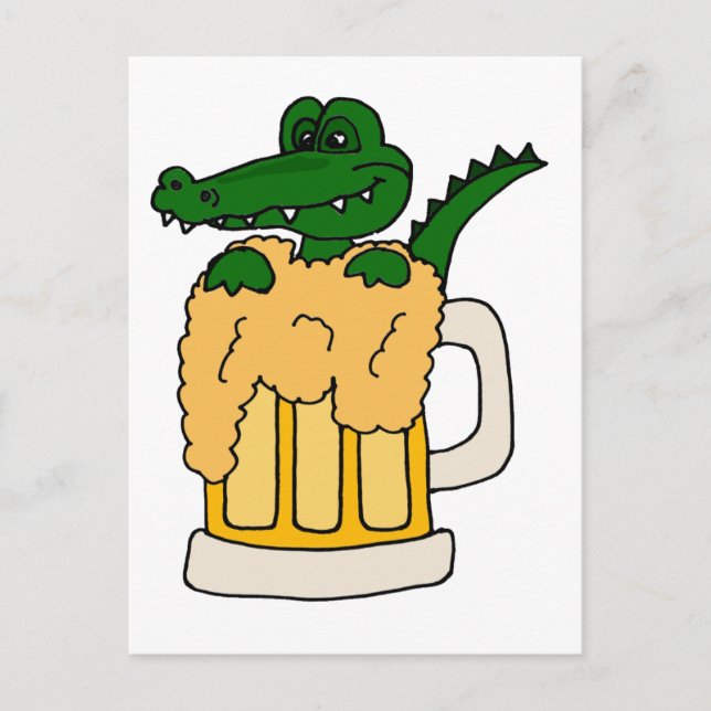 Alligator i Beer Mugg Vykort (Framsida)