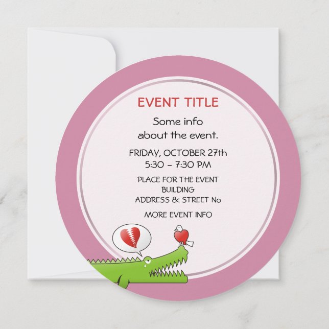 Alligator i Kärlek Inbjudningar (Baksida)