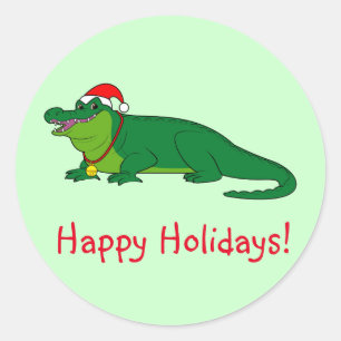 Alligator i Santa Hat Runt Klistermärke