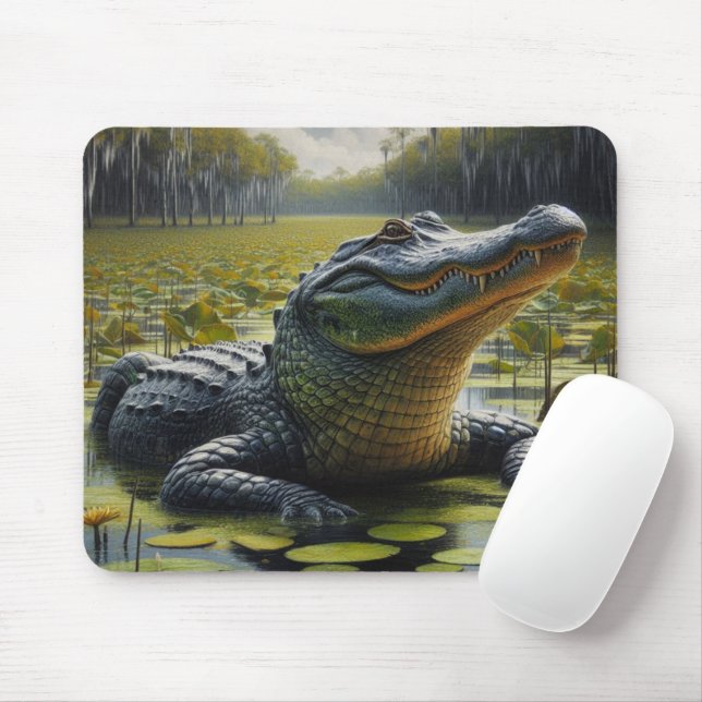 Alligator i träsk Bull Gator Musmadrass Musmatta (Med mus)