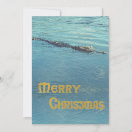 Alligator i vatten foto julhälsning julkort