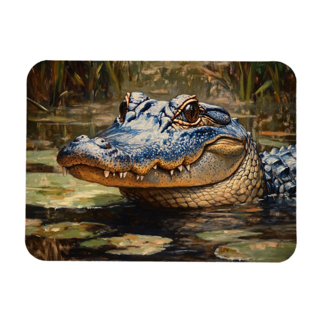 Alligator in the Everglades Wildlife Art Magnet (Horisontell)