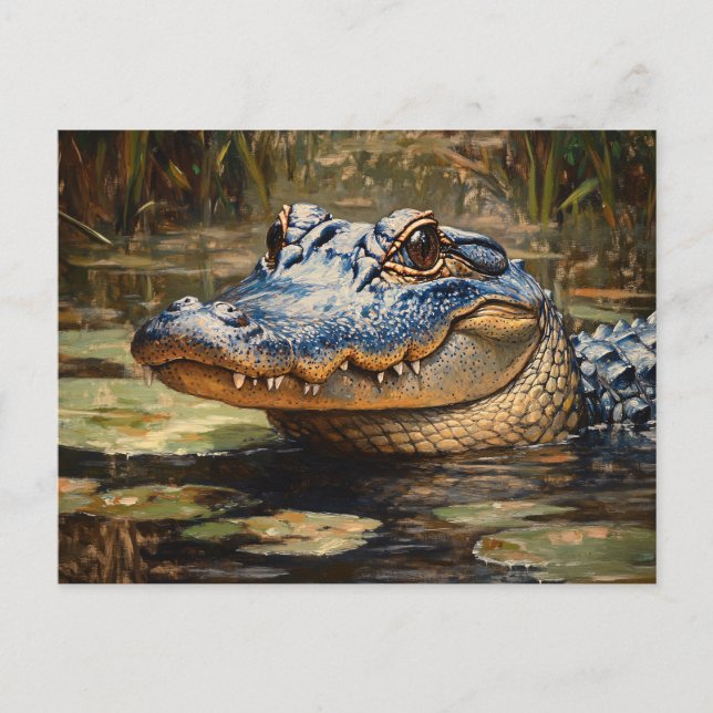 Alligator in the Everglades Wildlife Art Vykort (Framsida)