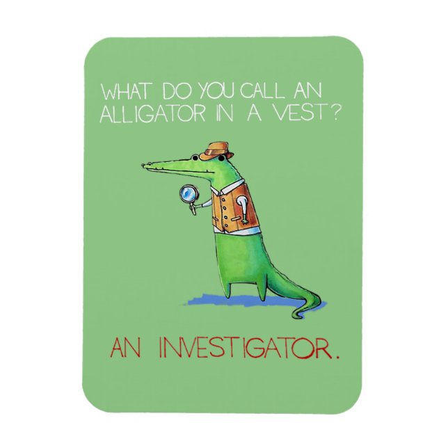 Alligator Investigator Vest Crokodile Animal Funny Magnet (Vertikal)