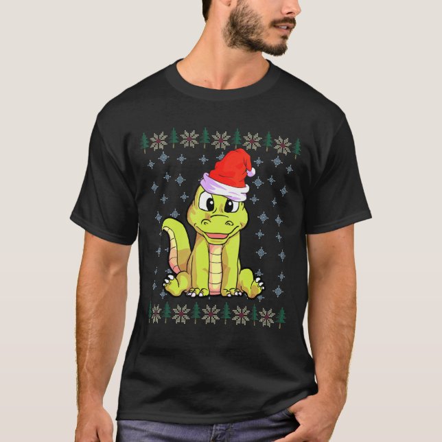 Alligator jul Santa Hat Crokodile T Shirt (Framsida)