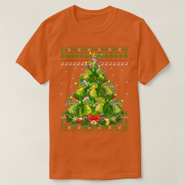 Alligator Julafton Lighting Träd Santa Alligator U T Shirt (Design framsida)
