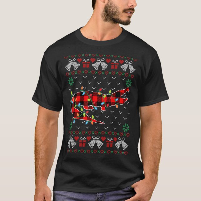 Alligator Julafton Ljus Ugly jul Sweater T Shirt (Framsida)