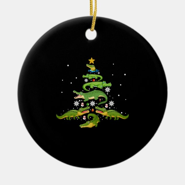 Alligator Julgran Cute Julafton Älskare Ljus Julgransprydnad Keramik (Framsidan)