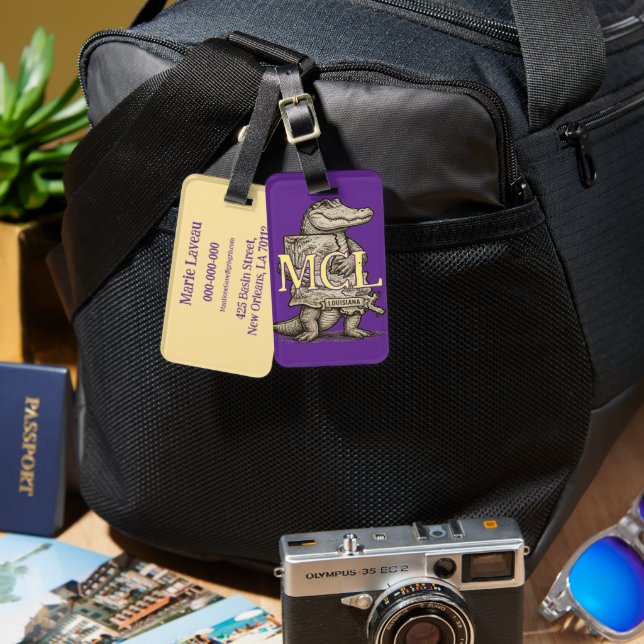 Alligator Kärlek Louisiana Spelkort med Monogram Bagagebricka (Fram & Baksida)