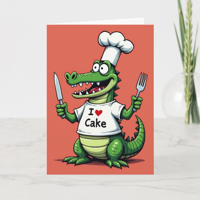 Alligator-Kock Födelsedags Kort (Framsida)