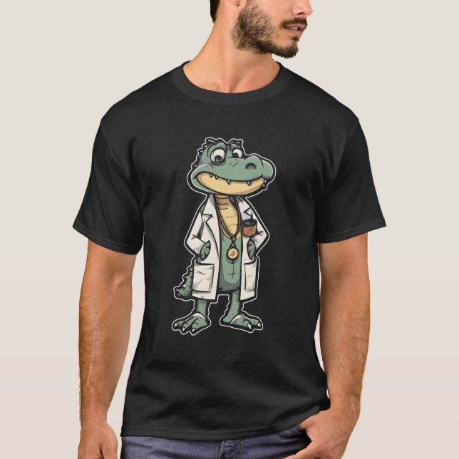 Alligator Laboratant Scientist Crocodile T Shirt (Framsida)