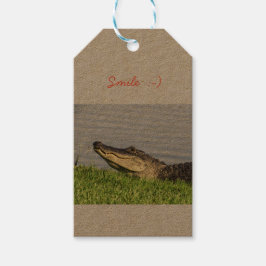 Alligator-leende Presentetikett