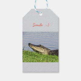 Alligator-leende Presentetikett