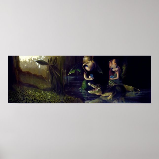 Alligator Magic ART PRINT Fairy fantasy surrealism Poster (Framsidan)