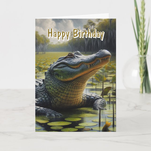 Alligator Mäns Födelsedags Kort (Framsida)