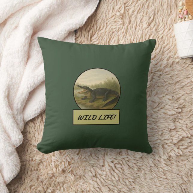 Alligator Mörk grönt Pillows Kudde (Filt)