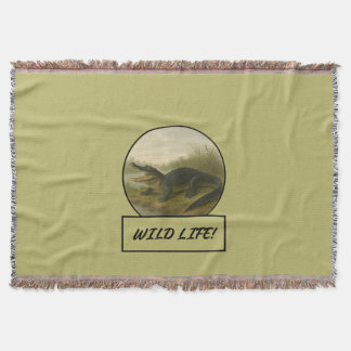 Alligator Mörk Khaki Throw Blanket Filt