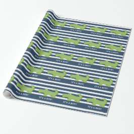 Alligator Navy och Vit Inpackningspapper Presentpapper