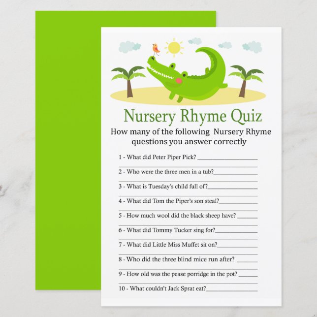 Alligator Nursery Rhyme Quiz babyduschspel (Fram/baksida)