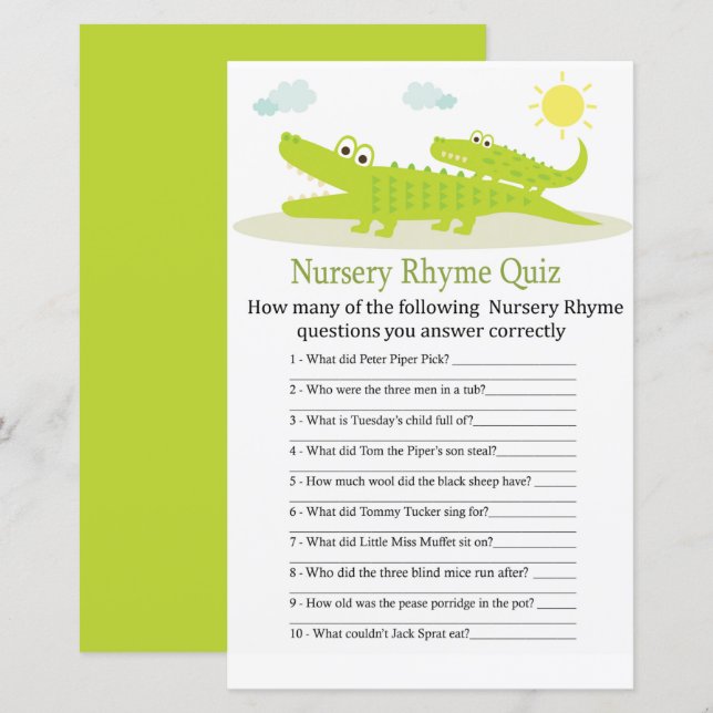 Alligator Nursery Rhyme Quiz babyduschspel (Fram/baksida)